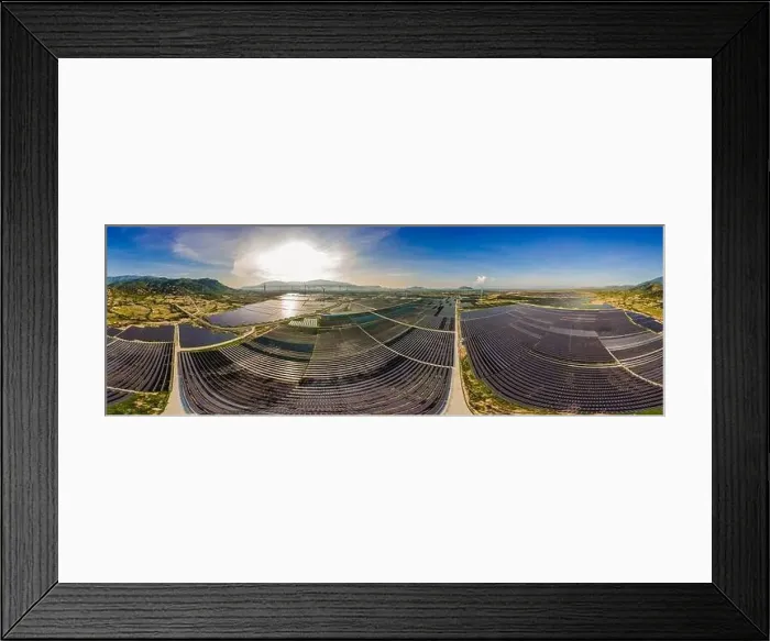 Framed Print : solar energy panels and wind turbine. Drone view Framed Print : solar energy panels and wind turbine. Drone view
