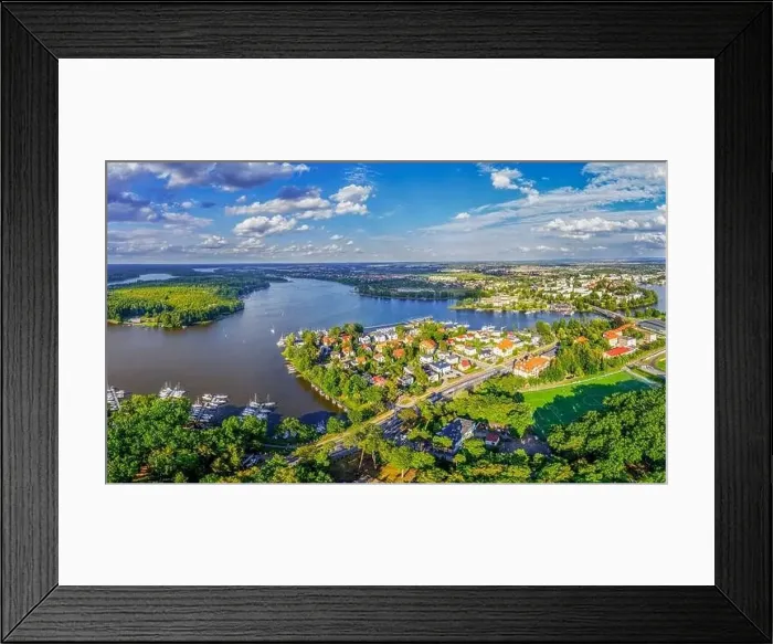 Framed Print : Aerial view of the Jeziorak lake and the city of Iława Framed Print : Aerial view of the Jeziorak lake and the city of Iława