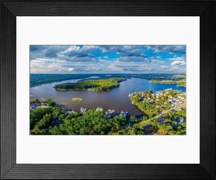 Framed Print : Aerial view of the Jeziorak lake and the city of Iława Framed Print : Aerial view of the Jeziorak lake and the city of Iława