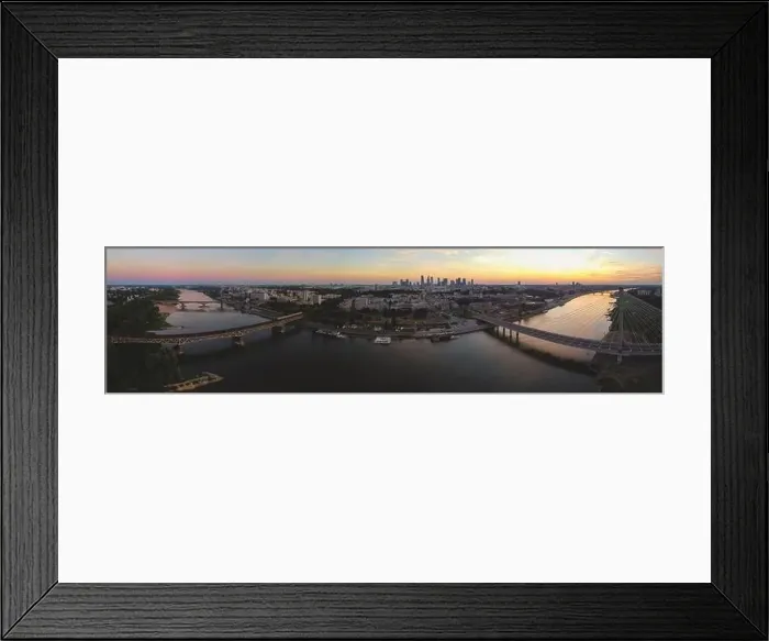 Framed Print : Panoramic view of large city with multiple bridges over river. Drone, aerial view Framed Print : Panoramic view of large city with multiple bridges over river. Drone, aerial view