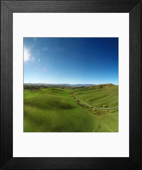 Framed Print : Top view car road on the hill landscape Framed Print : Top view car road on the hill landscape