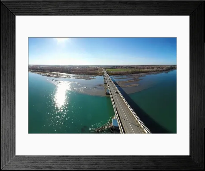 Framed Print : Road bridge over the Siberian river Biya. Altai Krai, Russia