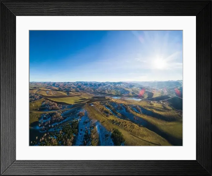 Framed Print : Drone view of autumn meadow hiils and forest. Aerial nature shot. Altai regoin, Russia Framed Print : Drone view of autumn meadow hiils and forest. Aerial nature shot. Altai regoin, Russia