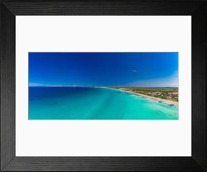 Framed Print : Aerial drone view of a coast line with beach in playa de Muro, Mallorca, Spain Framed Print : Aerial drone view of a coast line with beach in playa de Muro, Mallorca, Spain