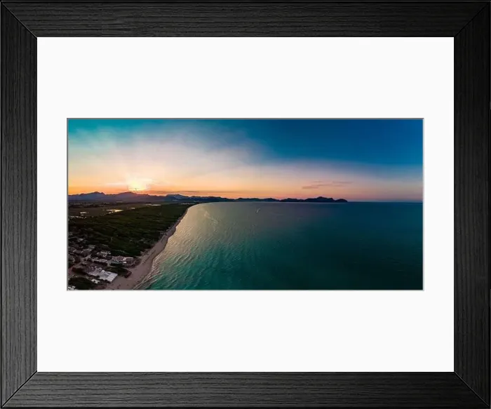 Framed Print : Aerial drone view of a coast line with beach in playa de Muro, Mallorca, Spain Framed Print : Aerial drone view of a coast line with beach in playa de Muro, Mallorca, Spain
