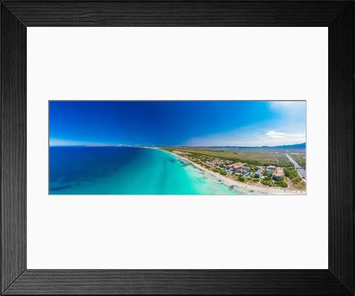 Framed Print : Aerial drone view of a coast line with beach in playa de Muro, Mallorca, Spain Framed Print : Aerial drone view of a coast line with beach in playa de Muro, Mallorca, Spain