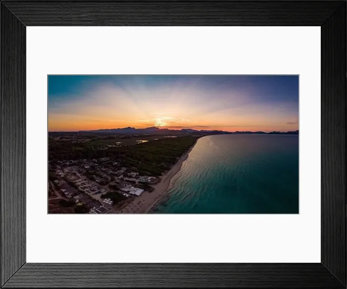 Framed Print : Aerial drone view of a coast line with beach in playa de Muro, Mallorca, Spain Framed Print : Aerial drone view of a coast line with beach in playa de Muro, Mallorca, Spain