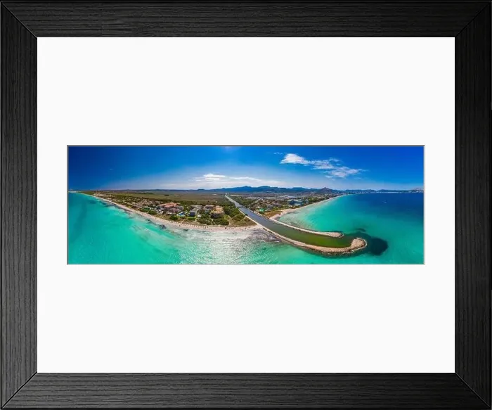 Framed Print : Aerial drone view of a coast line with beach in playa de Muro, Mallorca, Spain Framed Print : Aerial drone view of a coast line with beach in playa de Muro, Mallorca, Spain