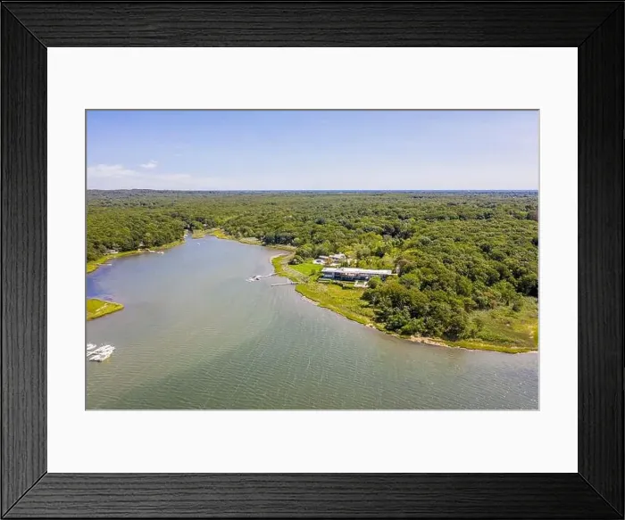 Framed Print : Aerial view of Bullhead Bay in Southampton, NY Framed Print : Aerial view of Bullhead Bay in Southampton, NY