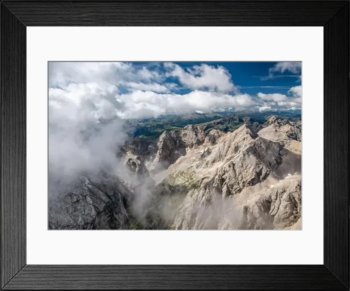 Framed Print : Mountain landscape from Marmolada mountain peak in italian alps against blue sky Framed Print : Mountain landscape from Marmolada mountain peak in italian alps against blue sky
