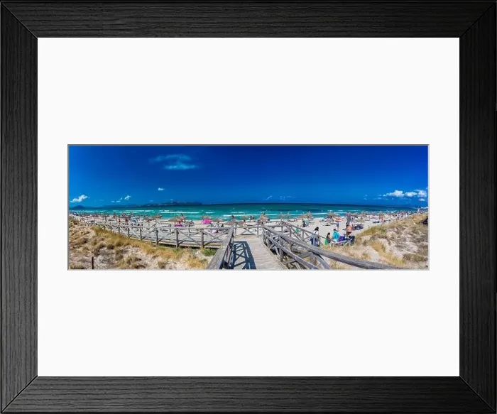 Framed Print : PLAYA DE MURO, Mallorca, Spain - 23 July 2020 - People enjoying hot summer day on popular sandy city beach in Mallorca Framed Print : PLAYA DE MURO, Mallorca, Spain - 23 July 2020 - People enjoying hot summer day on popular sandy city beach in Mallorca