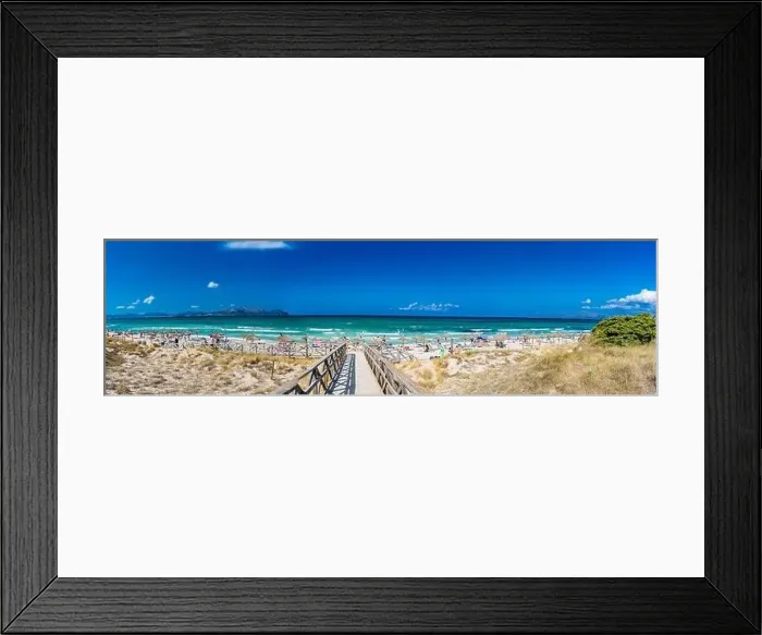 Framed Print : PLAYA DE MURO, Mallorca, Spain - 23 July 2020 - People enjoying hot summer day on popular sandy city beach in Mallorca Framed Print : PLAYA DE MURO, Mallorca, Spain - 23 July 2020 - People enjoying hot summer day on popular sandy city beach in Mallorca