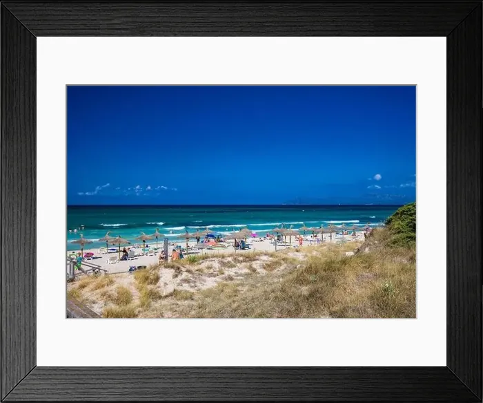 Framed Print : PLAYA DE MURO, Mallorca, Spain - 23 July 2020 - People enjoying hot summer day on popular sandy city beach in Mallorca Framed Print : PLAYA DE MURO, Mallorca, Spain - 23 July 2020 - People enjoying hot summer day on popular sandy city beach in Mallorca