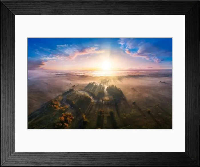 Framed Print : Mystical morning river, the sun's rays shine through the fog Framed Print : Mystical morning river, the sun's rays shine through the fog