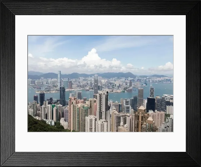 Framed Print : Aerial view from Victoria Peak to modern skyscrapers of Hong-Kong Framed Print : Aerial view from Victoria Peak to modern skyscrapers of Hong-Kong
