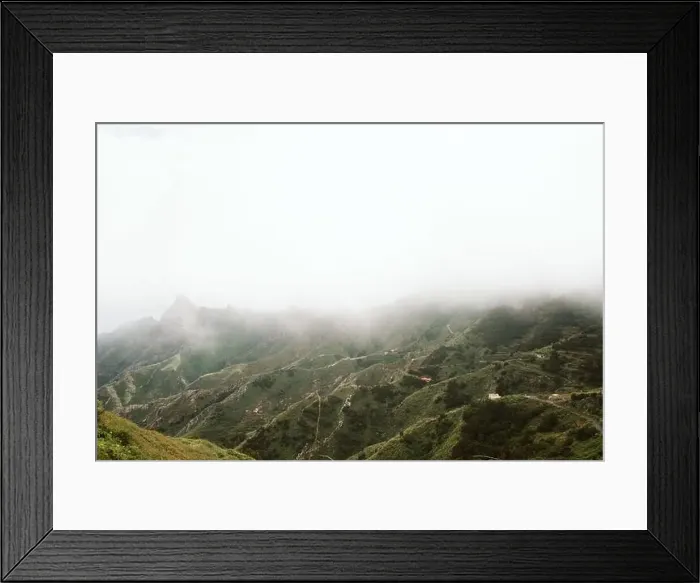 Framed Print : Fog over beautiful hilly terrain Framed Print : Fog over beautiful hilly terrain