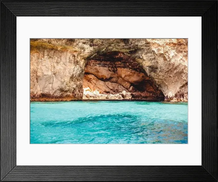 Framed Print : Panorama beach Blue Lagoon Comino Malta. Rocky coast with window and arch Mediterranean Sea Framed Print : Panorama beach Blue Lagoon Comino Malta. Rocky coast with window and arch Mediterranean Sea