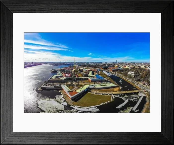 Framed Print : Beautifull aerial view of the Petropavlovsky fortress in sunny winter day Framed Print : Beautifull aerial view of the Petropavlovsky fortress in sunny winter day