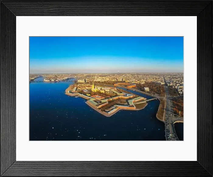 Framed Print : Beautifull aerial view of the Petropavlovsky fortress in sunny spring day Framed Print : Beautifull aerial view of the Petropavlovsky fortress in sunny spring day