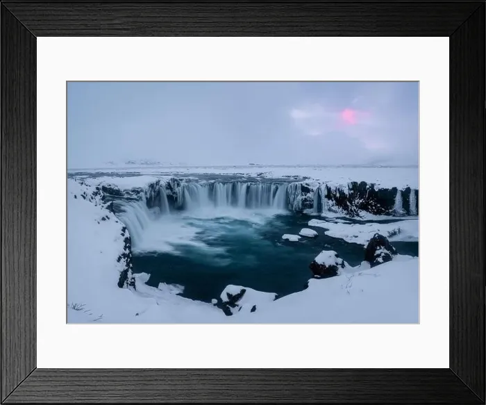 Framed Print : Magnificent view of powerful stream of water reaching end of cliff and falling down in Iceland Godafoss waterfall Framed Print : Magnificent view of powerful stream of water reaching end of cliff and falling down in Iceland Godafoss waterfall