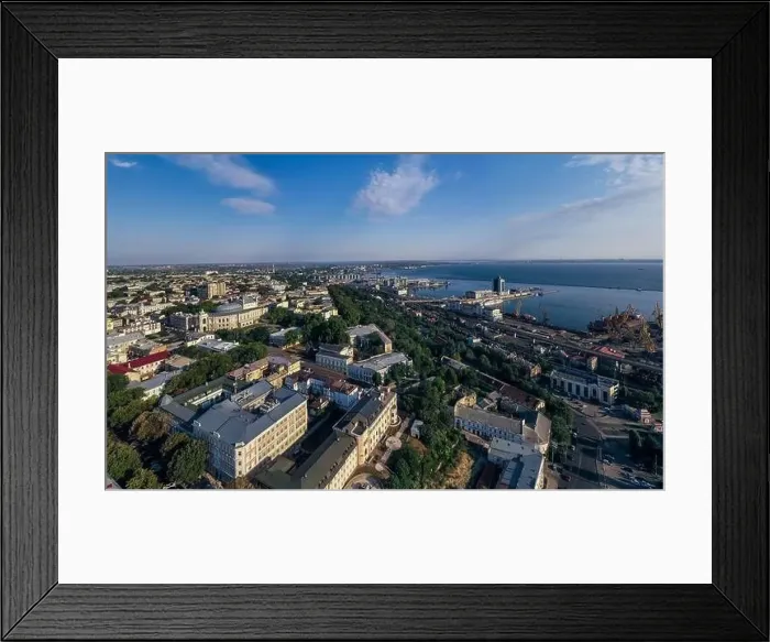 Framed Print : air panorama Odessa Ukraine at early morning Framed Print : air panorama Odessa Ukraine at early morning