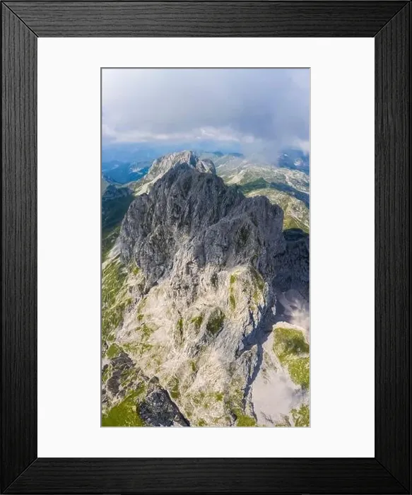 Framed Print : Aerial panorama of the Presolana mountain from above in summer Framed Print : Aerial panorama of the Presolana mountain from above in summer