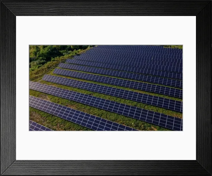Framed Print : Solar Power Station in Green Field on Sunny day Framed Print : Solar Power Station in Green Field on Sunny day