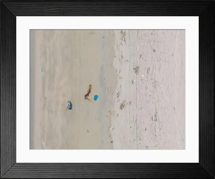 Framed Print : Sandy beach with Plastic garbage Framed Print : Sandy beach with Plastic garbage