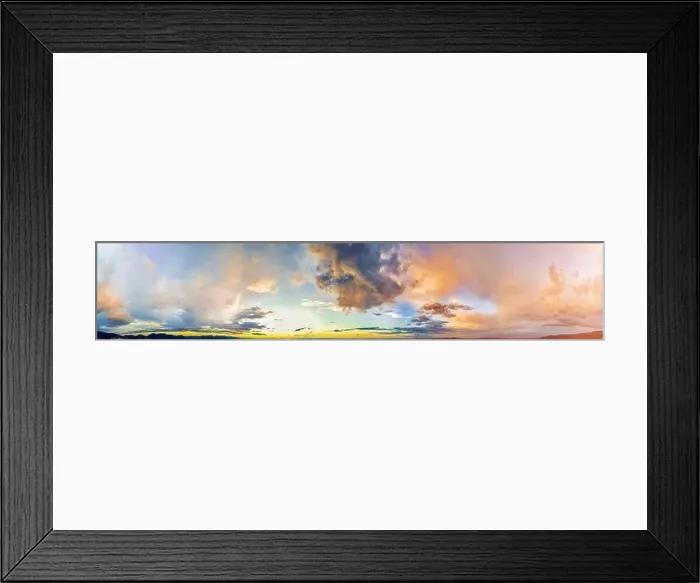 Framed Print : Panoramic view of sunset sky from a drone Framed Print : Panoramic view of sunset sky from a drone