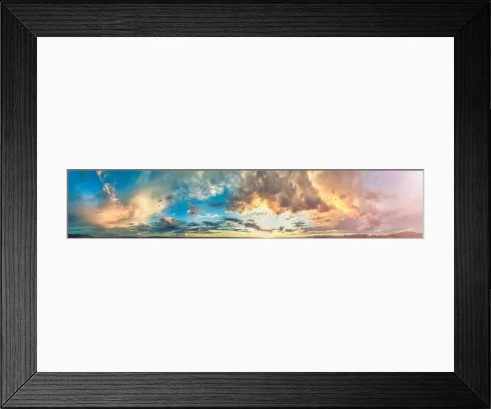 Framed Print : Panoramic view of sunset sky from a drone Framed Print : Panoramic view of sunset sky from a drone