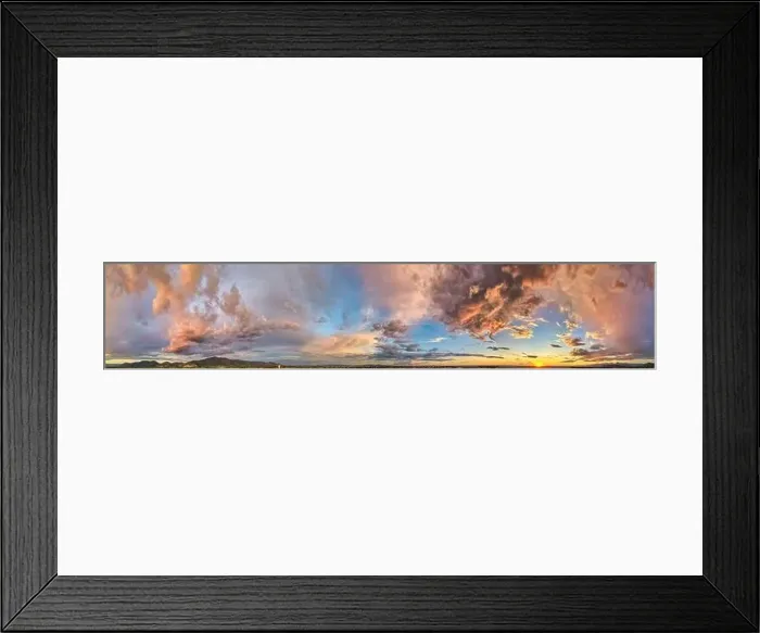 Framed Print : Panoramic view of sunset sky from a drone Framed Print : Panoramic view of sunset sky from a drone