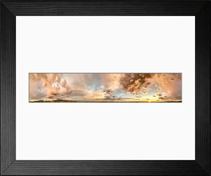 Framed Print : Panoramic view of sunset sky from a drone Framed Print : Panoramic view of sunset sky from a drone
