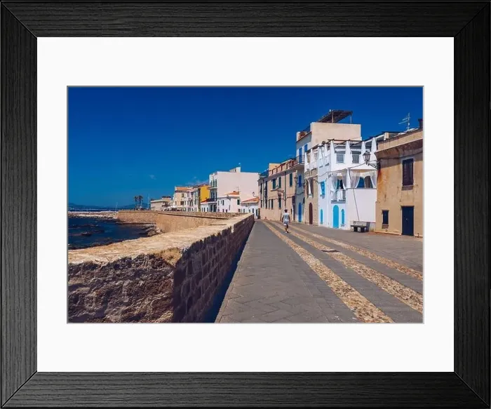 Framed Print : Alghero old town, Alghero street view on a beautiful day