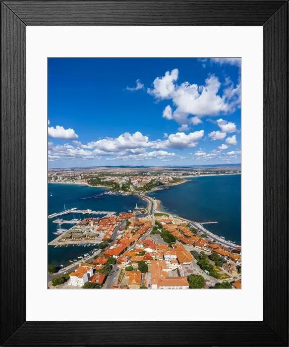 Framed Print : Aerial view to the Nessebar city in summer Framed Print : Aerial view to the Nessebar city in summer