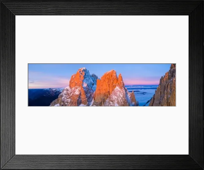 Framed Print : Beautiful Dolomites peaks panoramic view. Aerial wide format Photography of Italian rocky landscape Framed Print : Beautiful Dolomites peaks panoramic view. Aerial wide format Photography of Italian rocky landscape