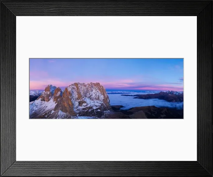 Framed Print : Beautiful Dolomites peaks panoramic view. Aerial wide format Photography of Italian rocky landscape Framed Print : Beautiful Dolomites peaks panoramic view. Aerial wide format Photography of Italian rocky landscape