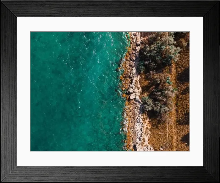 Framed Print : Aerial View Seascape, Ocean Waves Crashing On Rocks, Drone Photography Framed Print : Aerial View Seascape, Ocean Waves Crashing On Rocks, Drone Photography