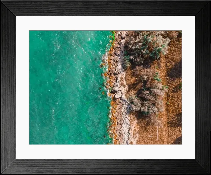 Framed Print : Aerial View Seascape, Ocean Waves Crashing On Rocks, Drone Photography Framed Print : Aerial View Seascape, Ocean Waves Crashing On Rocks, Drone Photography