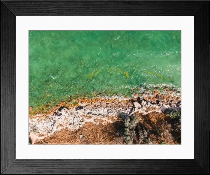 Framed Print : Aerial View Seascape, Ocean Waves Crashing On Rocks, Drone Photography Framed Print : Aerial View Seascape, Ocean Waves Crashing On Rocks, Drone Photography