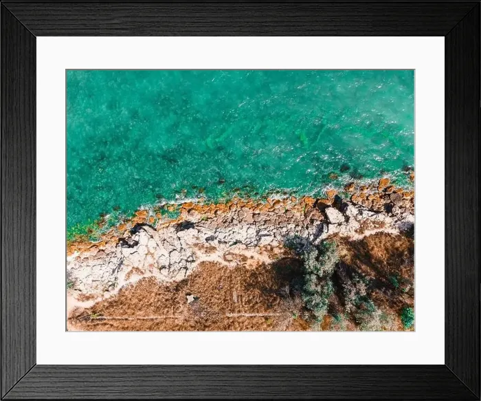 Framed Print : Aerial View Seascape, Ocean Waves Crashing On Rocks, Drone Photography Framed Print : Aerial View Seascape, Ocean Waves Crashing On Rocks, Drone Photography