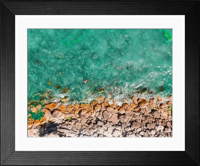 Framed Print : Aerial View Seascape, Ocean Waves Crashing On Rocks, Drone Photography Framed Print : Aerial View Seascape, Ocean Waves Crashing On Rocks, Drone Photography