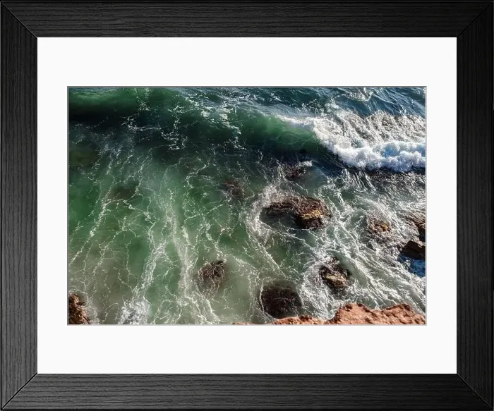 Framed Print : Ocean wave background breaking sea water rocky shore rough seas turquoise water gradient foam Framed Print : Ocean wave background breaking sea water rocky shore rough seas turquoise water gradient foam