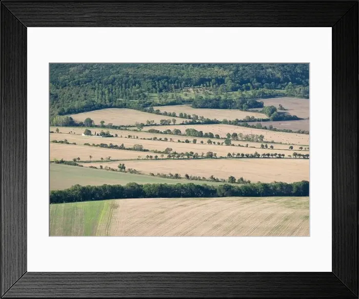 Framed Print : Green fields an meadows and mountains view before harvest Framed Print : Green fields an meadows and mountains view before harvest