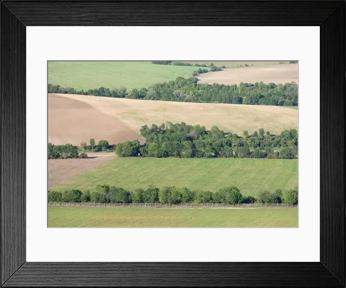 Framed Print : Green fields an meadows and mountains view before harvest Framed Print : Green fields an meadows and mountains view before harvest