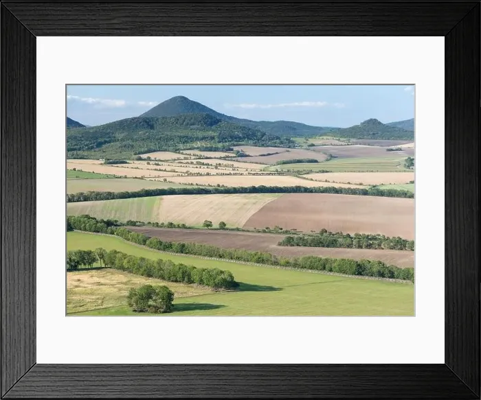 Framed Print : Green fields an meadows and mountains view before harvest Framed Print : Green fields an meadows and mountains view before harvest