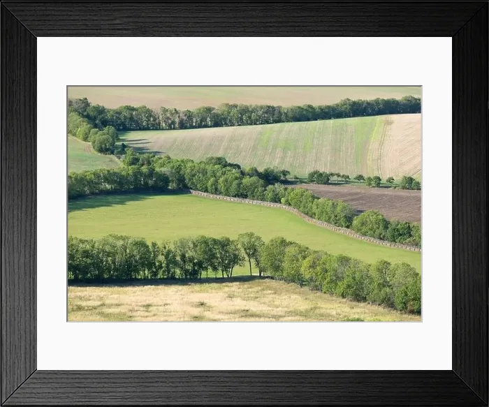Framed Print : Green fields an meadows and mountains view before harvest Framed Print : Green fields an meadows and mountains view before harvest