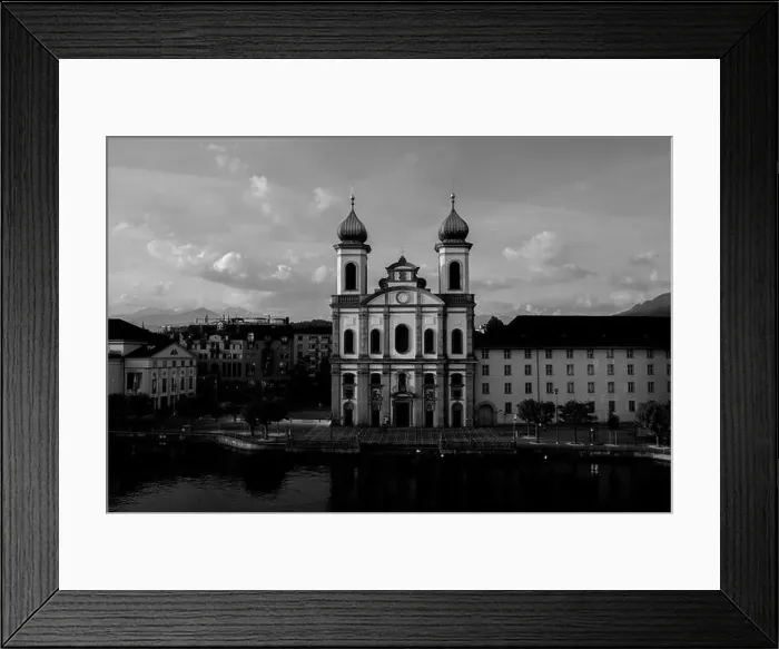 Framed Print : City of Lucerne with River and Church Jesuitenkirche in a Sunny Day in Switzerland Framed Print : City of Lucerne with River and Church Jesuitenkirche in a Sunny Day in Switzerland
