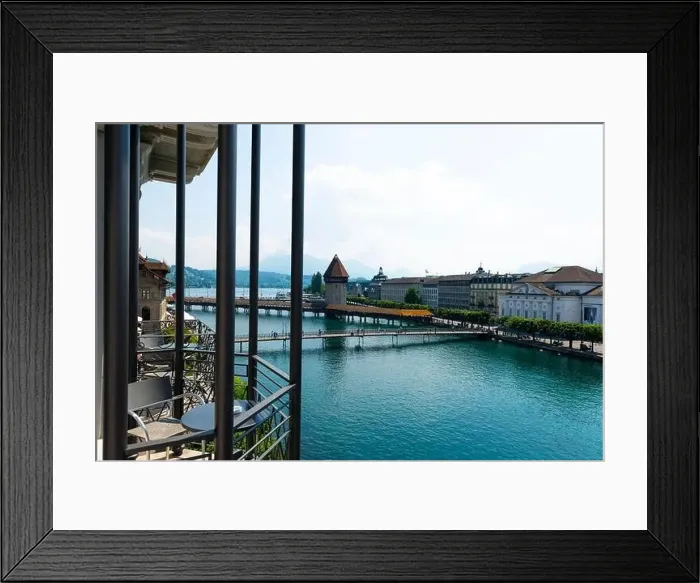 Framed Print : City of Lucerne with Bridge Tower in a Sunny Day in Switzerland Framed Print : City of Lucerne with Bridge Tower in a Sunny Day in Switzerland
