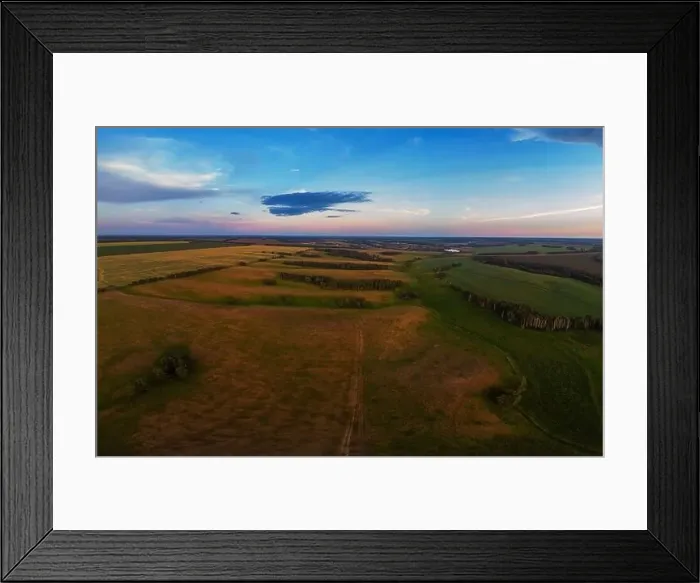 Framed Print : Top aerial view of green fields and meadows Framed Print : Top aerial view of green fields and meadows