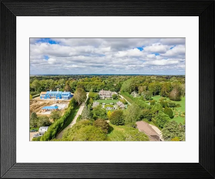 Framed Print : Aerial view of two large Southampton estates, one under construction on First Neck Lane in Southampton, NY Framed Print : Aerial view of two large Southampton estates, one under construction on First Neck Lane in Southampton, NY